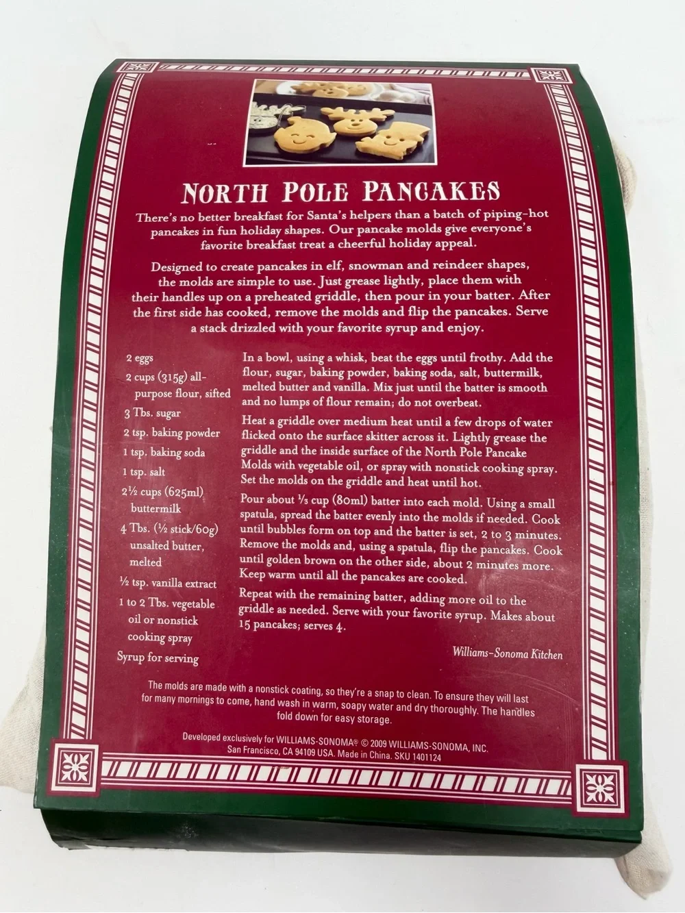 Williams Sonoma Kids North Pole Pancake Molds Elf Snowman Reindeer
